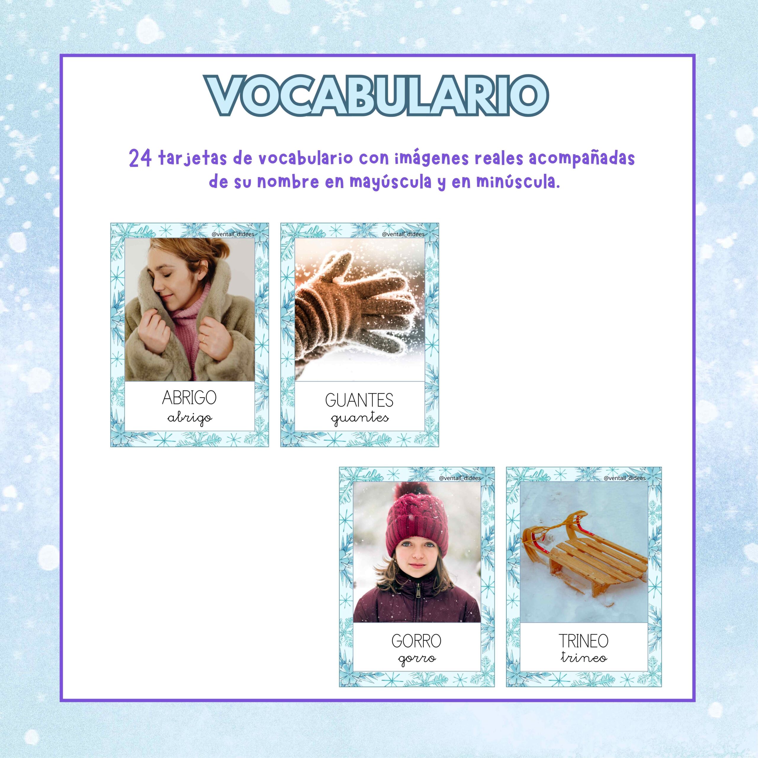 Pack invierno: Vocabulario, plantillas plastilina, plantillas trazos. - Imagen 2