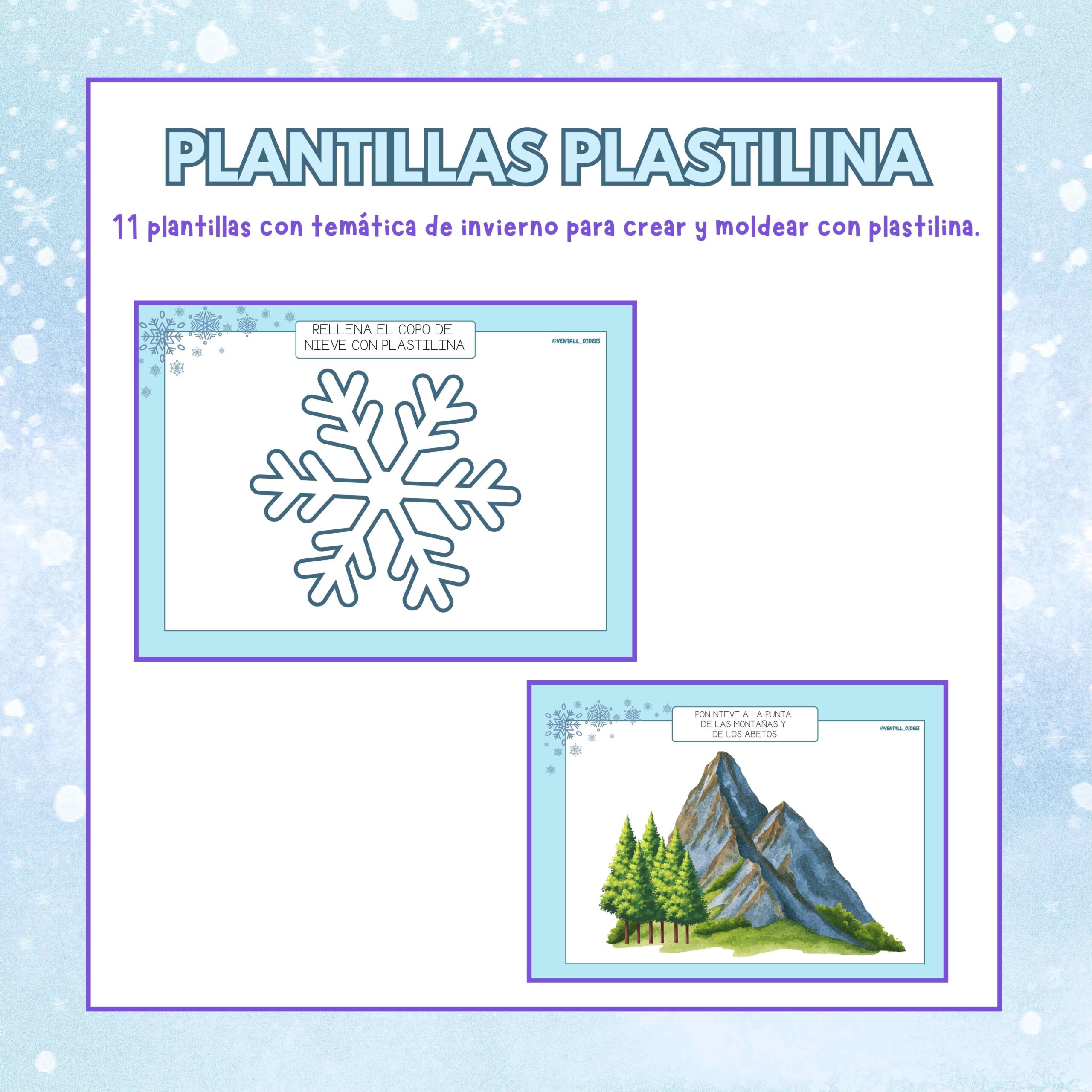 Pack invierno: Vocabulario, plantillas plastilina, plantillas trazos. - Imagen 3